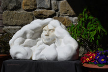 Load image into Gallery viewer, Marble sculpture portrait of a serene woman with flowing locks of wavy hair Serenity marble art