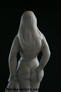 Back View Woman The Offering Vulnerable Woman Sculpture Canadian Marble