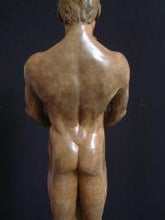 Load image into Gallery viewer, Man&#39;s Back Together and Alone Bronze Sculpture of Man Woman Couple
