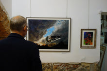 Cargar imagen en el visor de la galería, New Year's Eve Sunset and Divorce Therapy Art Painting Foto in the wind at sunset on Exhibit in Tuscany Italy