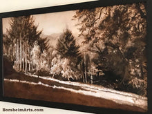 Laden Sie das Bild in den Galerie-Viewer, Enchanted Afternoon Landscape Trees Painting Long Shadows
