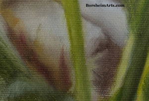 Detail Flower Harvest ~ Bee on Bradford Pear Tree Flower Oil Painting
