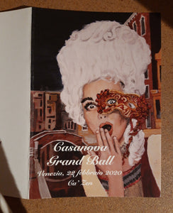 Oops Venice Italy Costume and Mask Fine Art PRINT of Painting Surprised Woman PAINTING Canal Oops! Venezia Casanova Grand Ball Menu Cover 2020