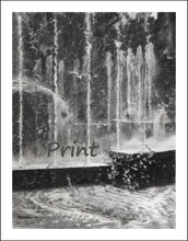 Carica l'immagine nel visualizzatore di Gallery, Effervescence Water Fountain in Milan Italy Spraying Water Bubbler Travel Summer City Scene Black and White - PRINT Fine Art Reproduction