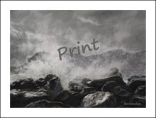 將圖片載入圖庫檢視器 Splashing Ocean Waves Black and White Art Print Cinque Terre Italy Coastal Wall Art