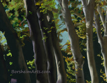 Load image into Gallery viewer, Detail of pastel art on black paper Giambologna&#39;s Trees Public Garden Sculpture Florence Italy Tuscany Art
