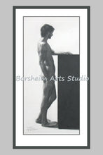 將圖片載入圖庫檢視器 Standing Male Nude Classical Drawing Digital Download of Original Pencil Drawing of Profile Male Naked Figure Wall Art Printable Mauro I faux frame