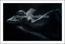 Cargar imagen en el visor de la galería, Hindsight - Nude Woman Lying in Bed Thinking Thinker Night Scene Black and White - Fine Art PRINT