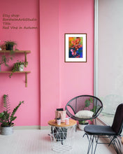 Cargar imagen en el visor de la galería, In Pink Room Red Vine in Autumn Fine Art Print Colorful Pastel Art Rainbow Colors Fall Leaves