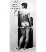Load image into Gallery viewer, Standing male nude with podium Classical art drawing digital download
