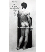 Load image into Gallery viewer, Standing male nude with podium Classical art drawing digital download