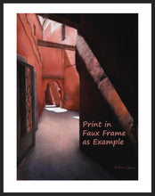 Load image into Gallery viewer, Architecture Corridor Fine Art Print Marrakech Morocco Passages Series Rose Path Tunnel Pink Fine Art Print Home Wall Decor Travel Art