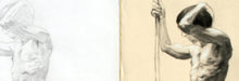 將圖片載入圖庫檢視器 Detail of male nude drawing of standing man Gianni digital download printable art