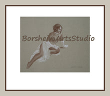 將圖片載入圖庫檢視器 Woman Figure Drawing Topless Nude Woman White Gloves Transparent Sarong Digital Download Classical Style Drawing Wall Art Printable Art 8x12