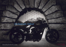 Load image into Gallery viewer, Hellcat at the Pitti - Nude Man on Confederate Hellcat Motorcycle Mature Original Charcoal Drawing from Florence, Italy