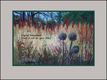Load image into Gallery viewer, Landscape Trees Fall Grasses 2 Pom Poms Forest in Autumn Santa Margherita Liguria Pastel Art Digital Download Woods Prints con faux mat color
