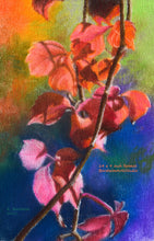 Cargar imagen en el visor de la galería, Red Vine in Autumn Fine Art Print Colorful Pastel Art Rainbow Colors Fall Leaves