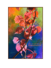 Cargar imagen en el visor de la galería, With Border Red Vine in Autumn Fine Art Print Colorful Pastel Art Rainbow Colors Fall Leaves