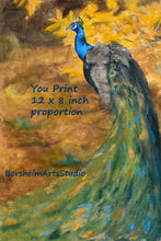 將圖片載入圖庫檢視器 Digital Download Peacock Painting Fine Art YOU PRINT