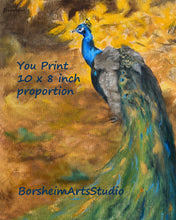 將圖片載入圖庫檢視器 Digital Download Peacock Painting Fine Art YOU PRINT