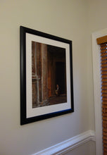 Cargar imagen en el visor de la galería, Framed on Wall Museum Nonglare Glass Pensive in Bologna Lone Sitting Man Portico Porch Covered Walkway Thinker Isolated - Italian Architecture Original Art Pastel Charcoal