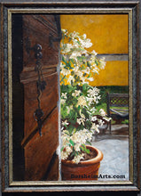 Load image into Gallery viewer, Keys to La Casa Oil Painting Home Entrance With Jasmine in Rustic home
