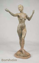 Load image into Gallery viewer, Tan Patina - Little Mermaid Bronze Statue of Nude Woman Standing Dancing Arm Outstretched
