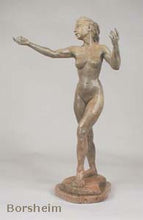 將圖片載入圖庫檢視器 Tan Patina - Little Mermaid Bronze Statue of Nude Woman Standing Dancing Arm Outstretched