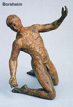 Load image into Gallery viewer, Torsione Nude Male Dancer Twists Torso On His Knees Movement Bronze Statue
