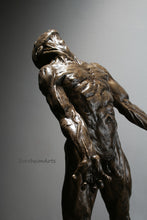 Load image into Gallery viewer, Against the Dying of the Light - Rage Rage bronze sculpture detail of clenching hand coming towards you.
