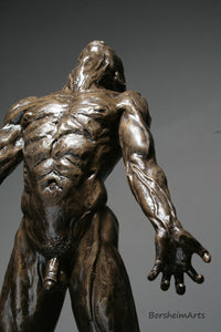 bronze detail of male nude figure Against the Dying of the Light - Rage Rage bronze sculpture