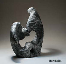 Laden Sie das Bild in den Galerie-Viewer, Encounter Manta Ray Sculpture Black and White Stone Astra Star Marble Abstract Ocean Life Sculpture