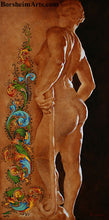 Laden Sie das Bild in den Galerie-Viewer, Florentia Painting of Woman Sculpture Florentine Calligraphy Sidelit shown without frame