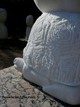 Load image into Gallery viewer, Detail of one Sea Tutle Head Garden Statue Gymnast Pike Position on Four Headed Turtle Fantasy Figure Statue Marble
