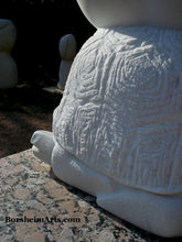 Load image into Gallery viewer, Detail of one Sea Tutle Head Garden Statue Gymnast Pike Position on Four Headed Turtle Fantasy Figure Statue Marble