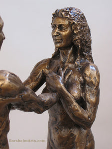 Detail Woman's Face and upper body I am You Standing Couple Bronze Instant Connection