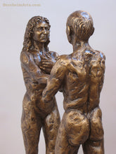 將圖片載入圖庫檢視器 Textured bronze couple sculpture I am You