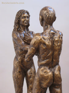 Textured bronze couple sculpture I am You