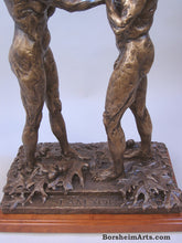 將圖片載入圖庫檢視器 Oak Leaves and Acorns at the Couple's Feet in this romantic bronze sculpture people are a part of Nature