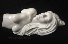 Load image into Gallery viewer, marble portrait sculpture of a woman with long flowing hair by Japanese artist Kumiko Suzuki
