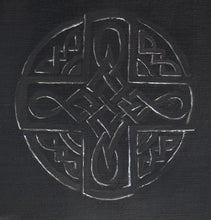 Load image into Gallery viewer, Closeup of painting with Celtic Symbol Circle Knotwork with Silver highlights
