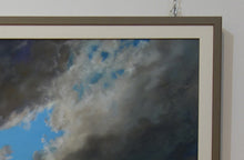 Cargar imagen en el visor de la galería, Detail of double frame (one white wood, the other a dark beige) for the 30 x 40 inch painting "New Year's Eve"
