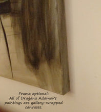 Load image into Gallery viewer, Each of the paintings on this site by Dragana Adamov are on gallery-wrapped canvas.. here is a detail on the side of one of the compositions. Thus, framing is optional and the choice o the art collector.
