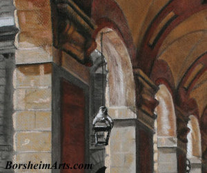 Detail of Repeating Arches Italian architecture Palazzo Pitti - Firenze, Italia ~ Original Pastel & Charcoal Drawing