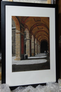 Framed and Ready to Hang Palazzo Pitti - Firenze, Italia ~ Original Pastel & Charcoal Drawing Italian architecture