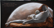 Load image into Gallery viewer, Painting of reclining male figure nude man full moon monochromatic painting of statue Tribute to Pio Fedi (Omaggio a Pio Fedi) 20 x 40 in (101 x 50.5 cm)  oil on canvas in shadow frame Kelly Borsheim
