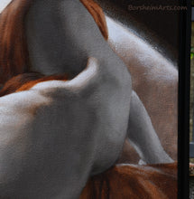 Charger l'image dans la galerie, the light on the hip of the reclining male nude body painting of a sculpture also shows shadow frame right side