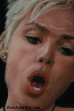 Load image into Gallery viewer, Detail of Face of Woman Singing or Lamenting Reluctant Temptress Pastel Portrait of Opera Singer as Eve
