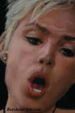 Laden Sie das Bild in den Galerie-Viewer, Detail of Face of Woman Singing or Lamenting Reluctant Temptress Pastel Portrait of Opera Singer as Eve
