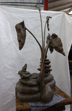 將圖片載入圖庫檢視器 Rock Towers and Frogs Bronze Outdoor Garden Sculpture